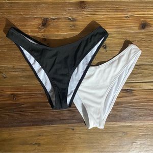 Bundle of Two Shein Swim Bottoms - Ribbed Black and White